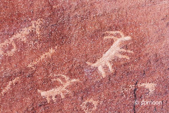 Ancient petroglyph of Bighorn sheeps, Valley of Fire State Park, Nevada.