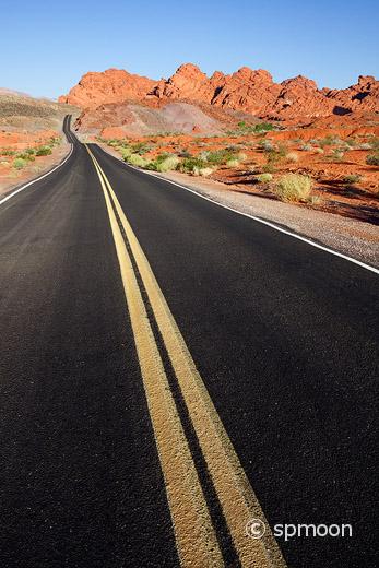Scenic road through Valley of Fire State Park, Nevada.