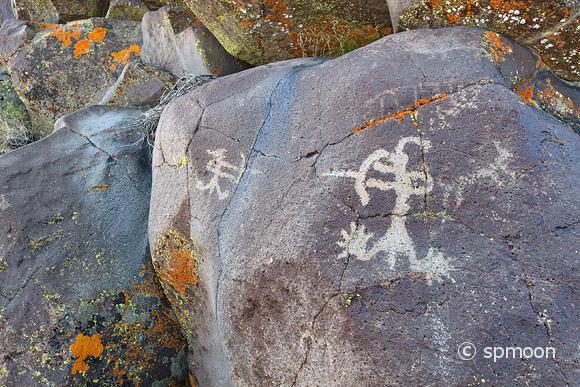 Ancient petroglyphs at Coso Rock Arit District, near Ridgecrest, CA