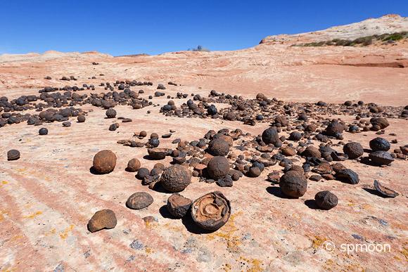 Moqui Marbles (Iron Oxide Concretions) from Navajo Sandstone, Grand Staircase-Escalante National Monument, UT.