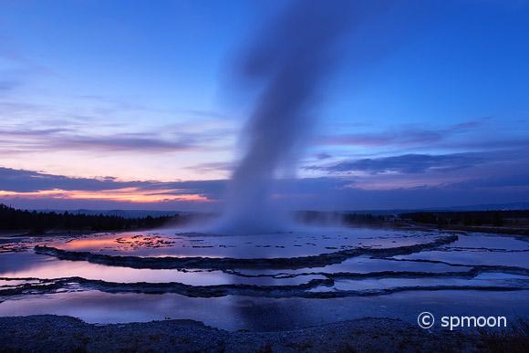 Great Fountain Geyser at Twilight, Yellowstone National Park